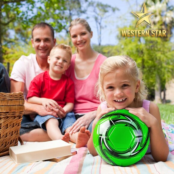 Western Star Soccer Ball Size 5 Green Official Match Weight Youth & Adult KP20G5 - Picture 7 of 8